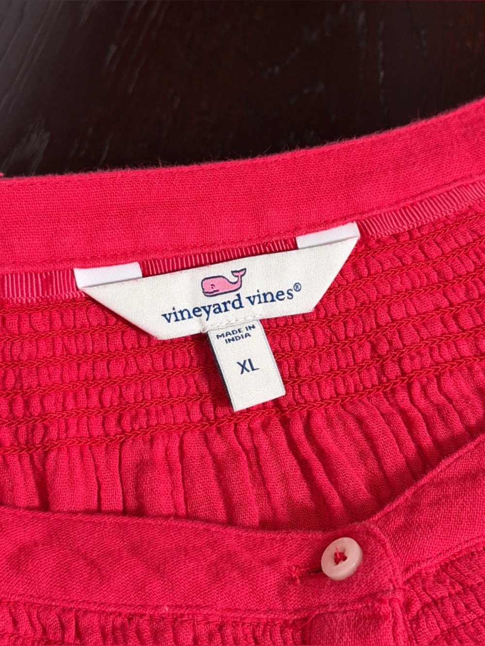 Vineyard Vines XL Red 100% Cotton Crinkle Blouse Top - Picture 6 of 9